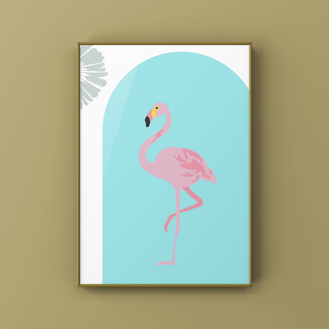 Pink Flamingo Illustration Turquoise Arch Tropical Bird Animal Poster - Image 3