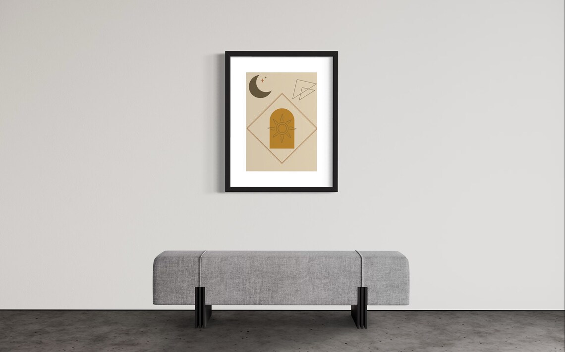 Boho Sun And Moon Abstract Art Print, Minimalist - Image 3