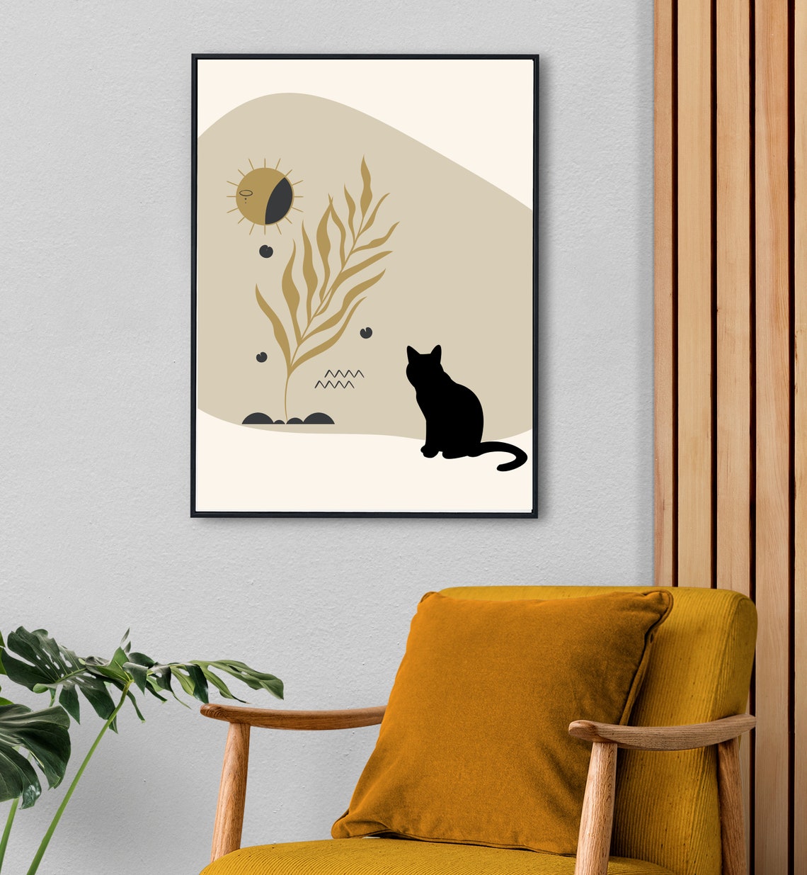 Boho Cat Abstract Decor Art Print