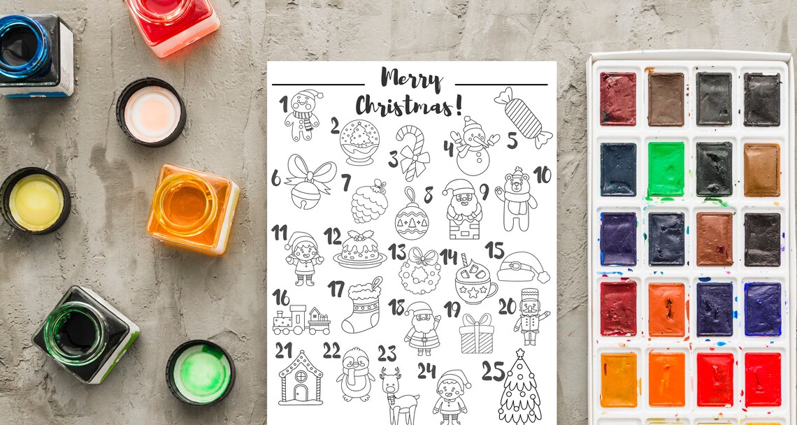 Christmas Coloring Advent Calendar, Kids Activity