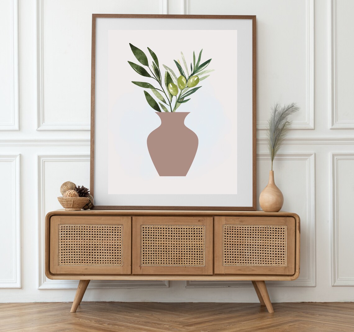 Olive Branch Illustration, Living Room Decor - Image 2