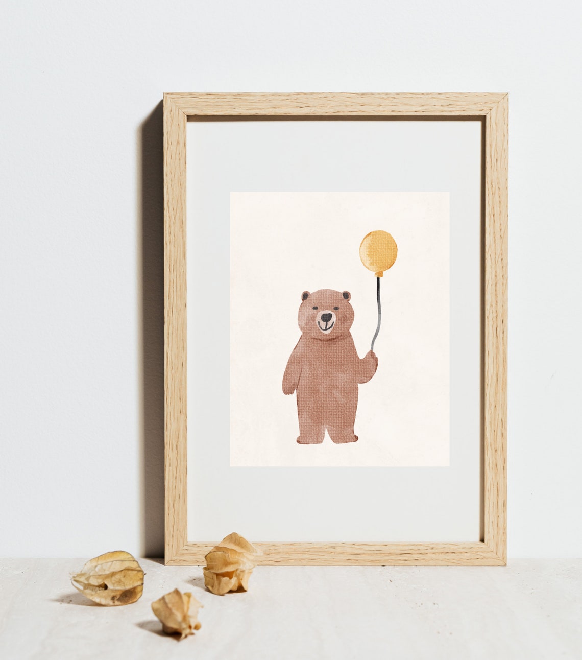 Cute Watercolor Bear Balloon Nursery Kids Bedroom Wall Poster - Image 3