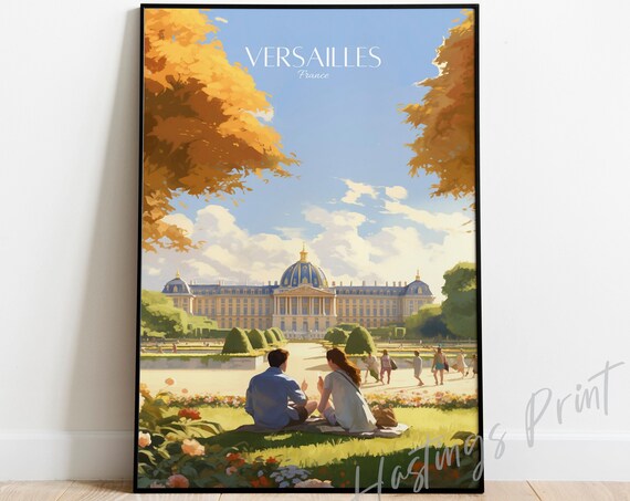 Versailles France Palace Garden Couple Summer Day Romantic Travel Poster