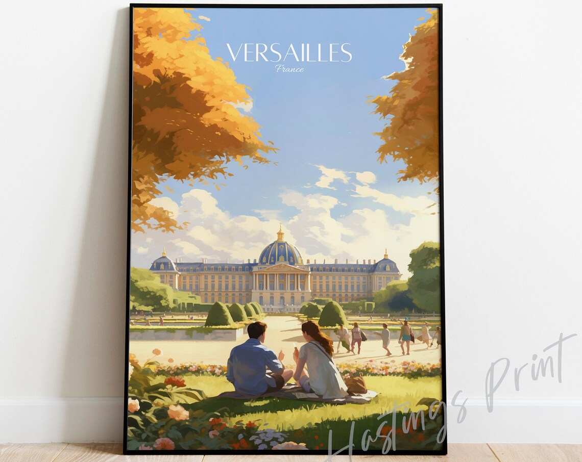 Versailles France Palace Garden Couple Summer Day Romantic Travel Poster
