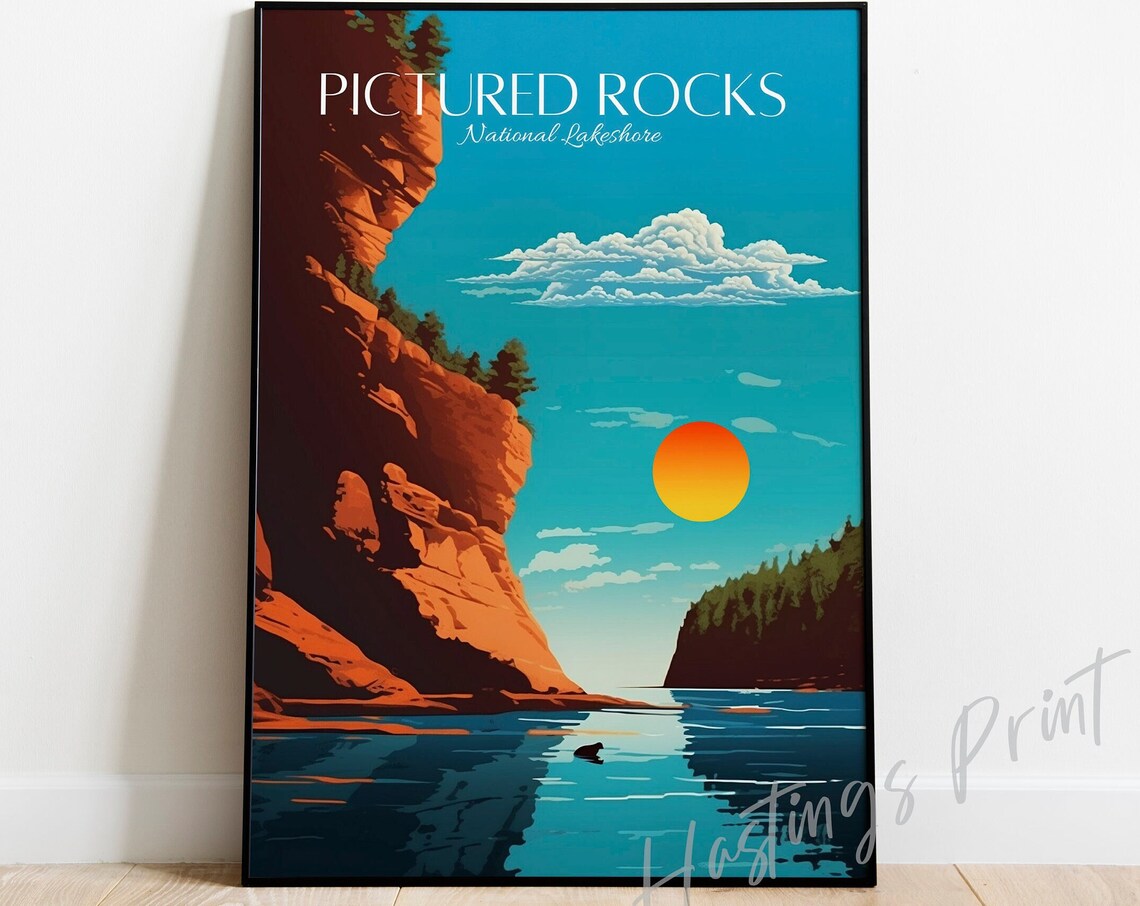 Pictured Rocks National Lakeshore, Michigan Travel Poster