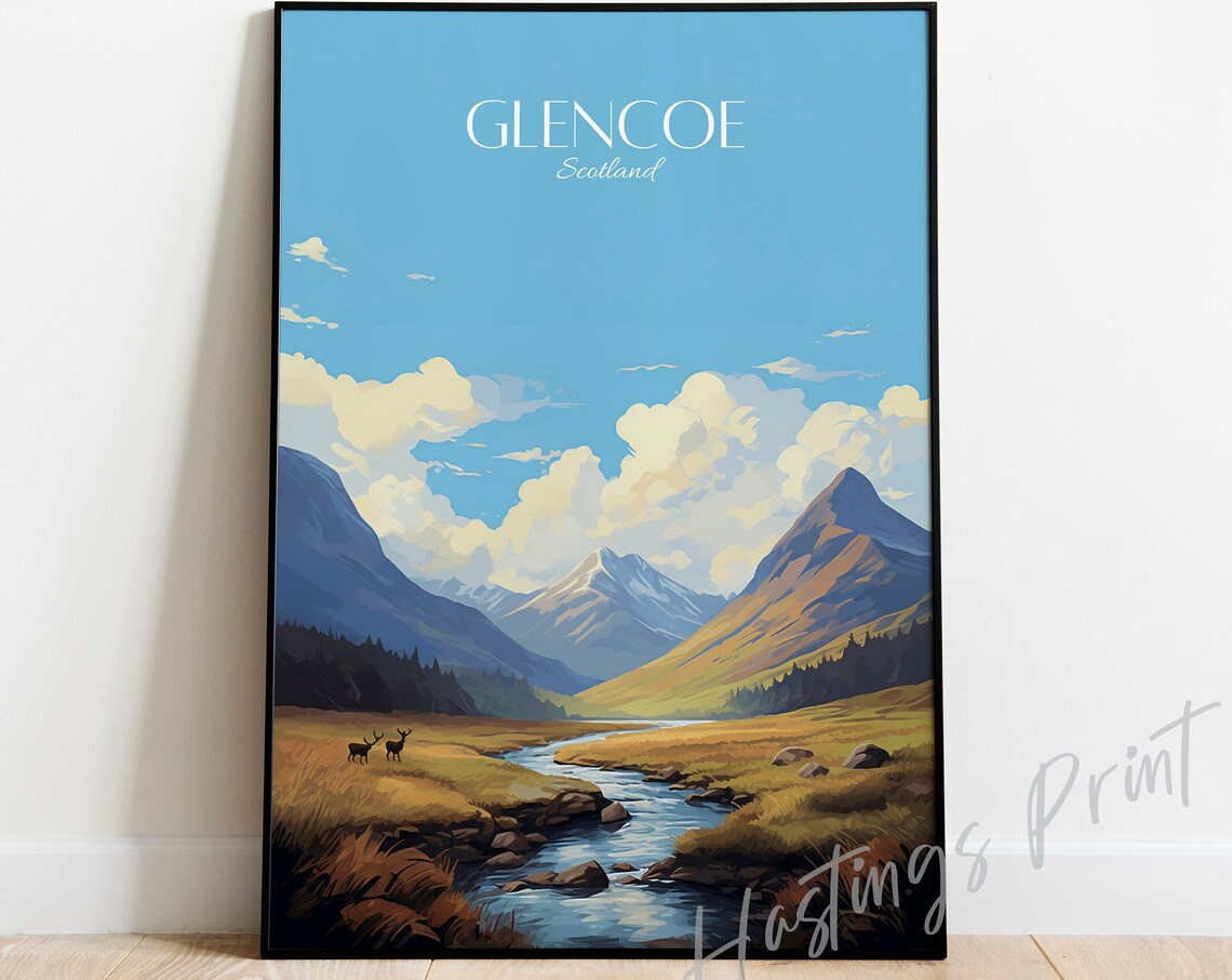 Glencoe Scotland Vintage Travel Poster, Art Print