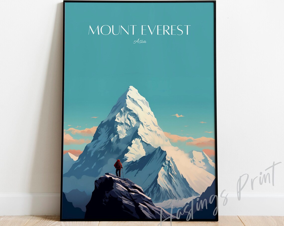 Mount Everest Vintage Style Travel Poster