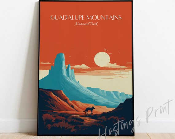Guadalupe Mountains National Park Desert Sunset Travel Poster