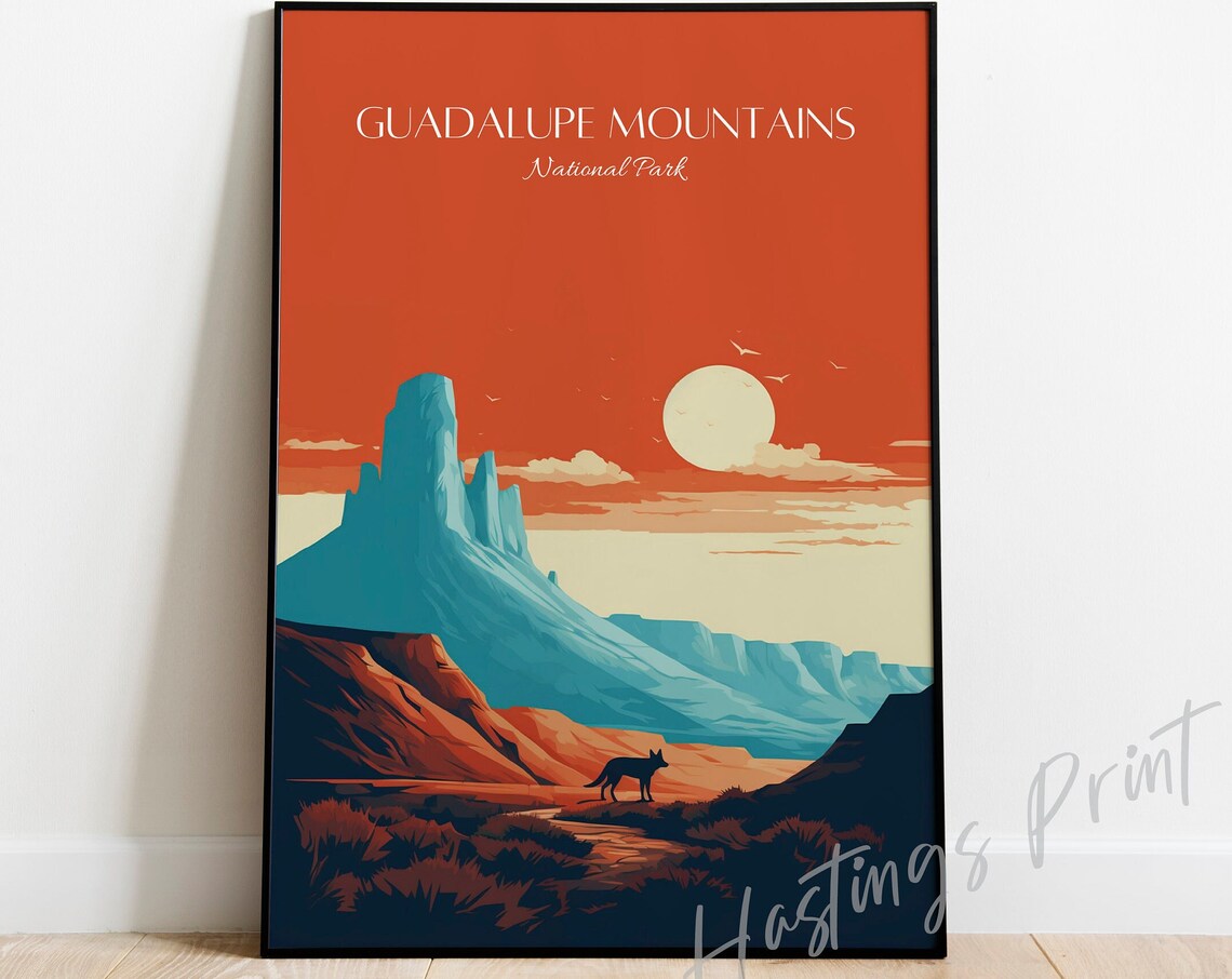 Guadalupe Mountains National Park Desert Sunset Travel Poster