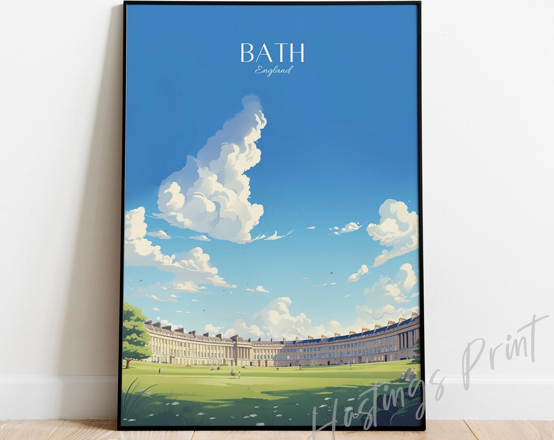 Bath England Travel Poster, Modern Vintage Art Print