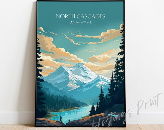 North Cascades National Park Vintage Travel Poster