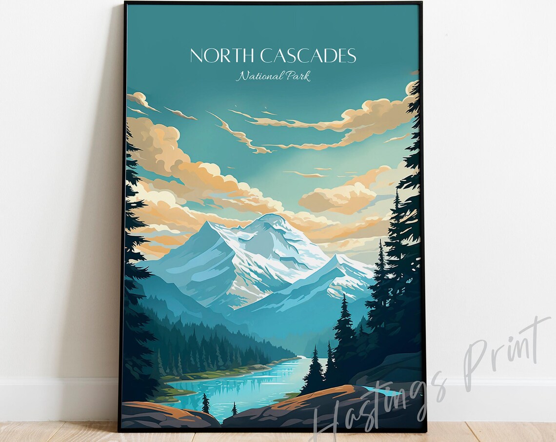 North Cascades National Park Vintage Travel Poster
