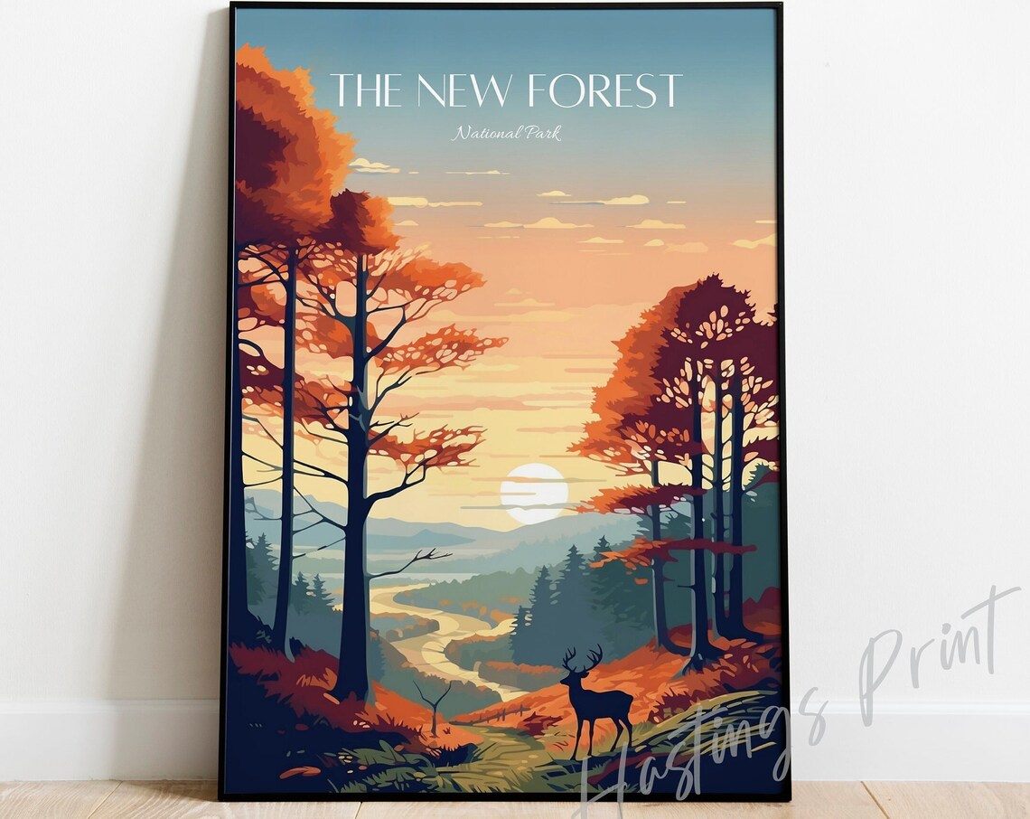 New Forest National Park Vintage Travel Poster