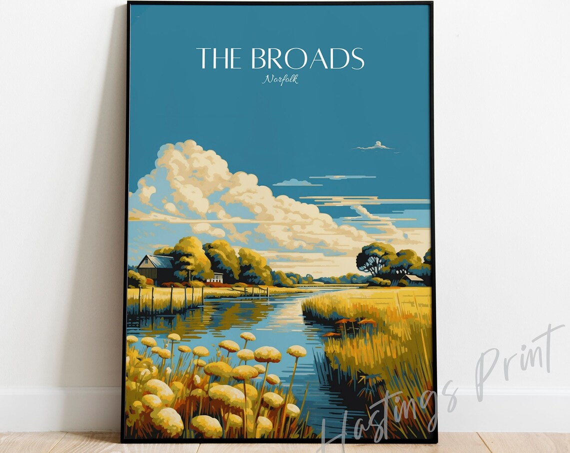 Norfolk Broads Vintage Travel Poster