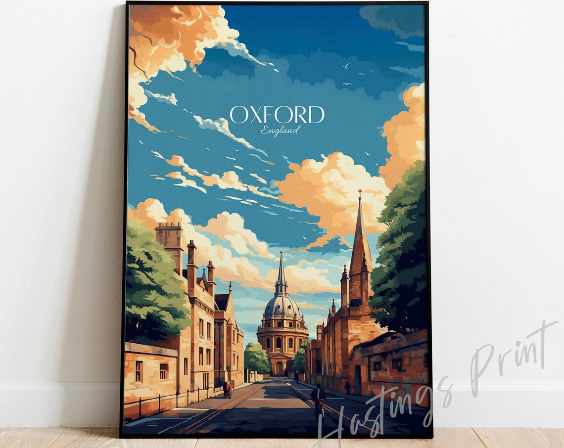 Oxford England Vintage Travel Poster
