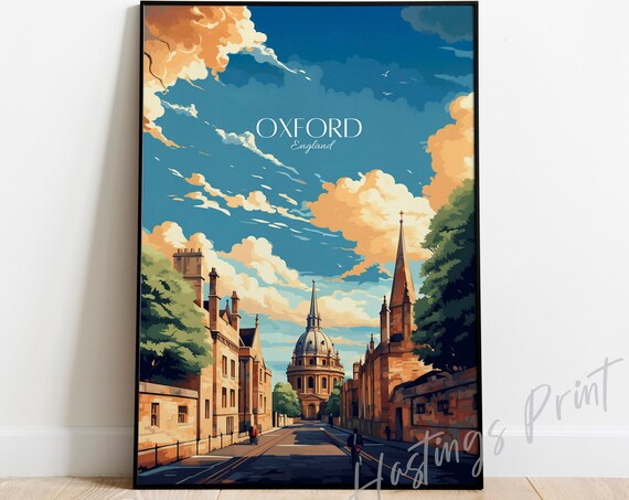 Oxford England Vintage Travel Poster