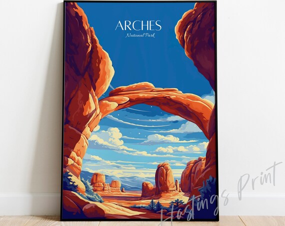 Arches National Park Utah Stone Arch Desert Vintage Travel Poster