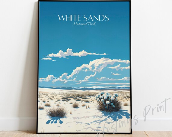 White Sands National Park Desert Dunes Vintage Travel Poster
