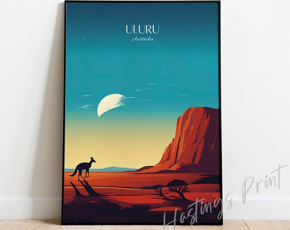 Uluru Australia Travel Poster Vintage Style Home Decor