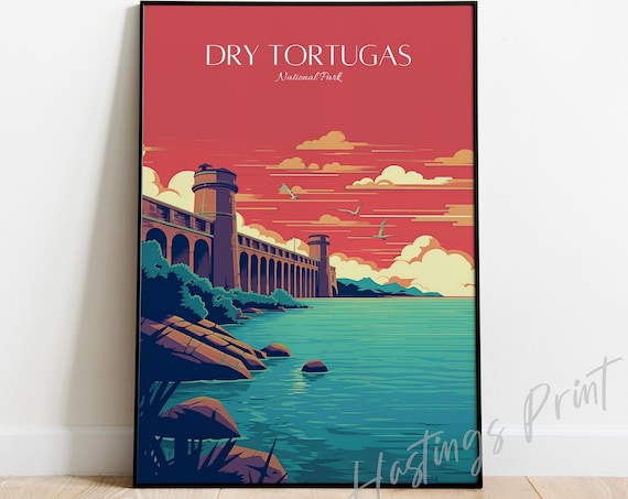 Dry Tortugas National Park Florida Vintage Sunset Travel Poster