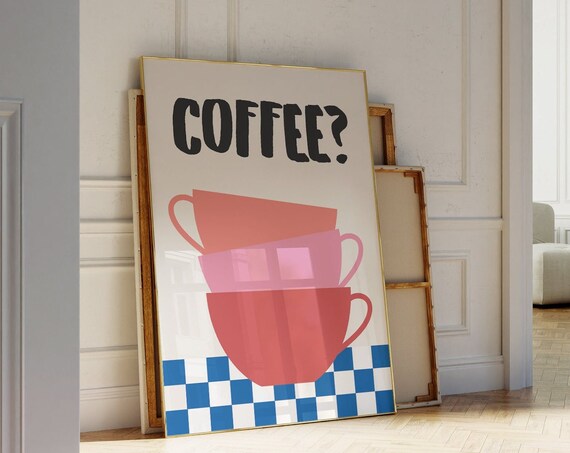 Coffee Print, Modern Kitchen Wall Art Poster