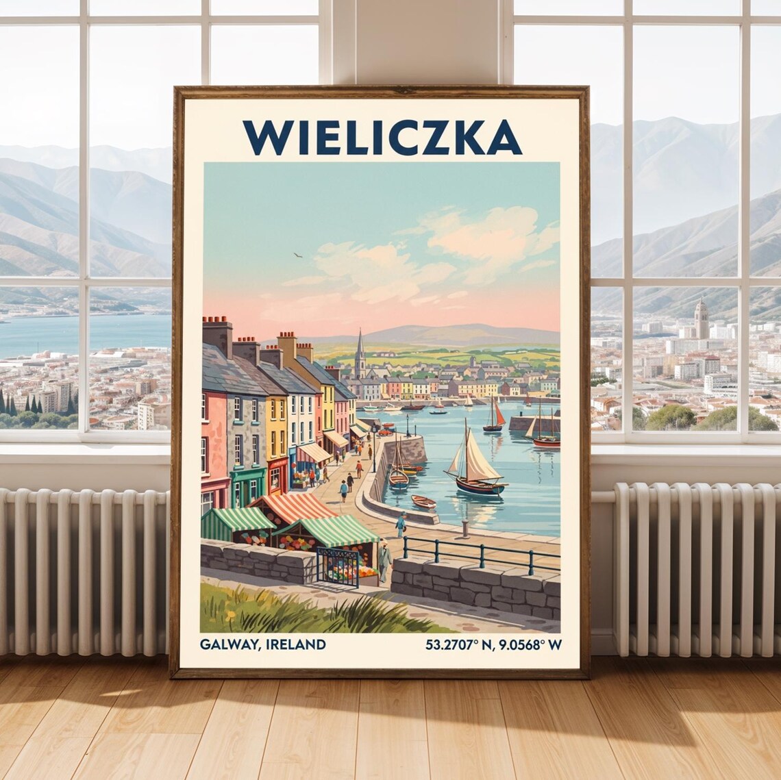 Wieliczka Galway Ireland Harbor Scene Vintage Travel Wall Poster