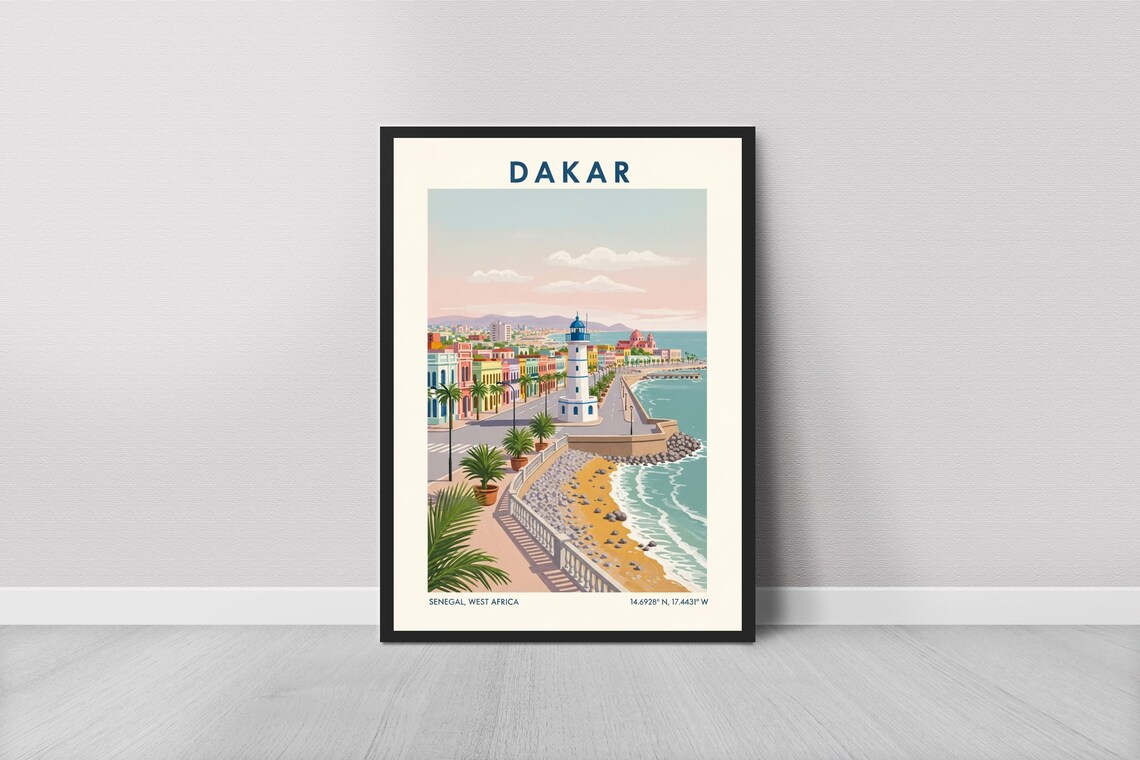 Senegal Coastal Harbor Travel Poster