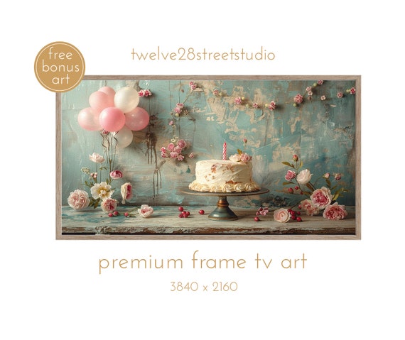 Vintage Birthday Cake Art Print, Birthday Treat