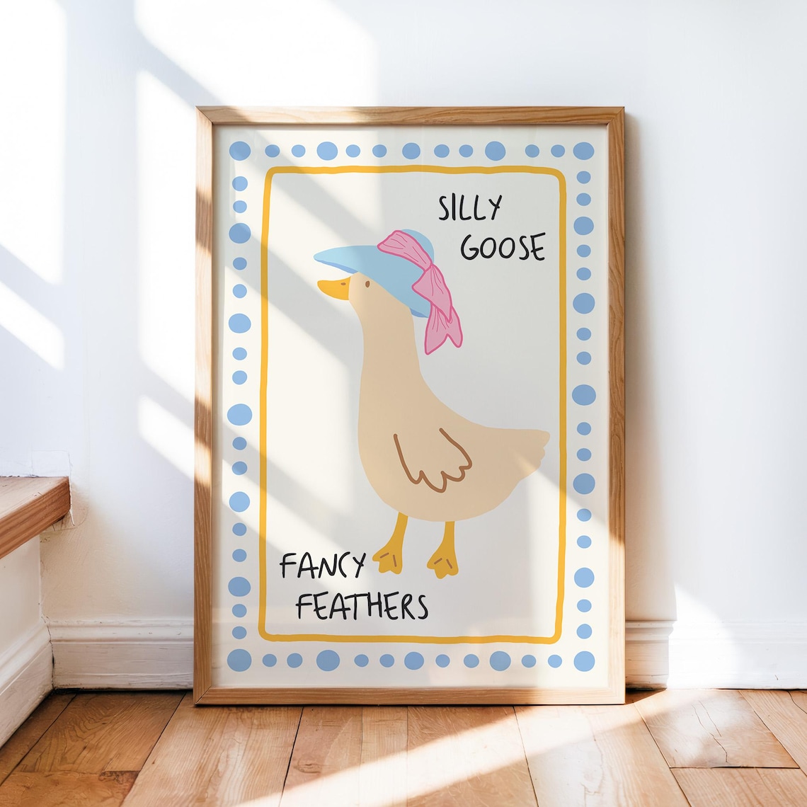 Silly Goose Fancy Feathers Cute Nursery Kids Room Whimsy Poster Artwork