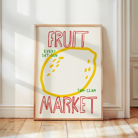 Lemons Art Print, Retro Kitchen Wall Decor