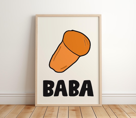 Italian Dessert Poster Baba Cake Print Retro Kitchen Wall Art Pastry Food Illustration Cafeteria Decor Hand Drawn