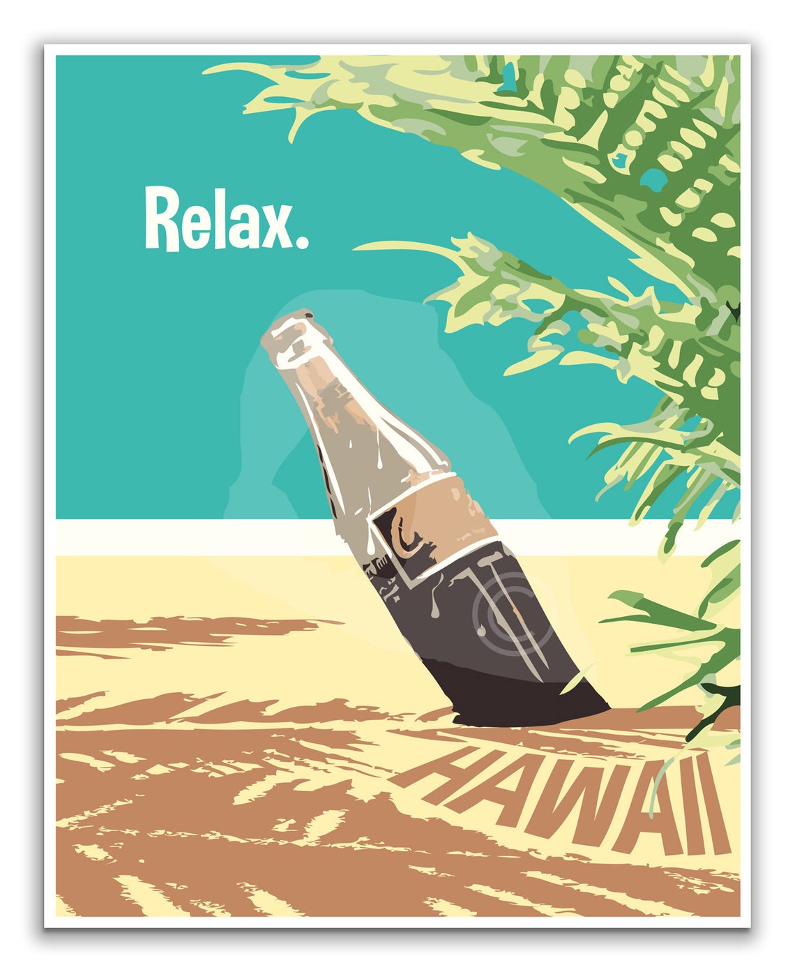 Relax Hawaii Beach Soda Bottle Retro Summer Pop Art Travel Poster - Image 3