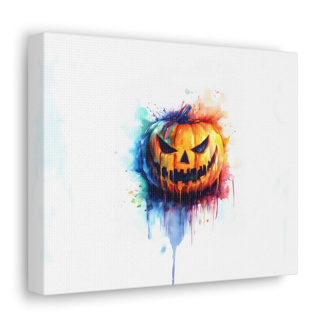 Grinning Jack O Lantern Watercolor Drip Spooky Halloween Poster - Image 3