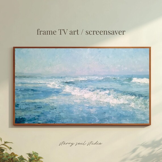 Serene Turquoise Ocean Waves Blue Surf Impressionist Wall Art