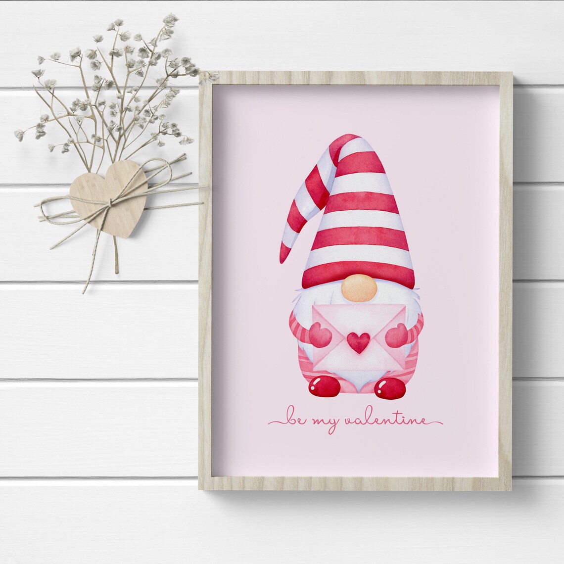 Valentines Day Gnome Print, Holiday Mantle Sign - Image 3