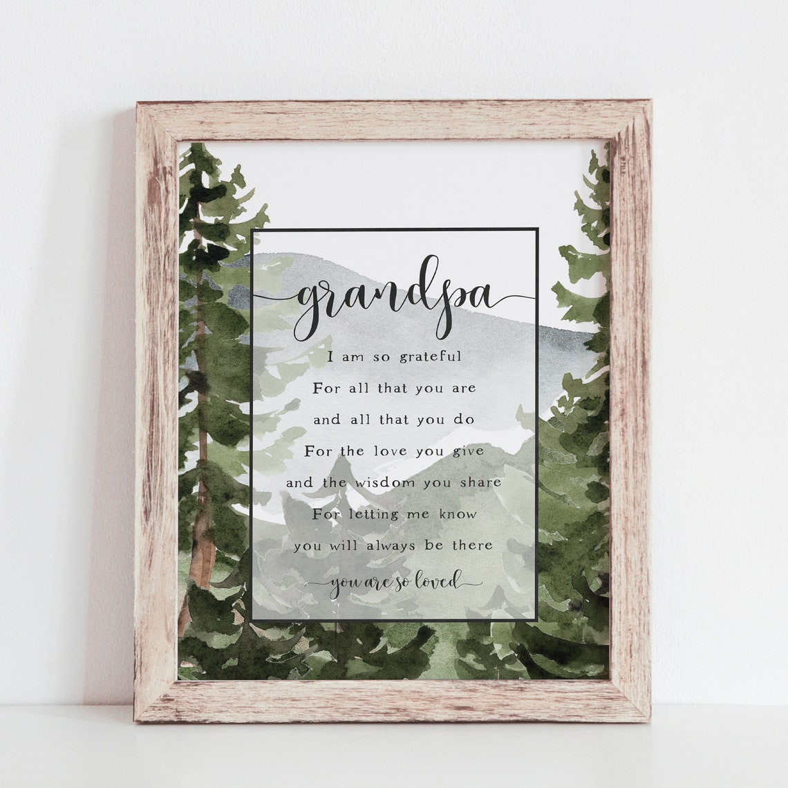 Grandpa Poem Forest Pines Mountain Grateful Keepsake Wall Art Print - Image 4