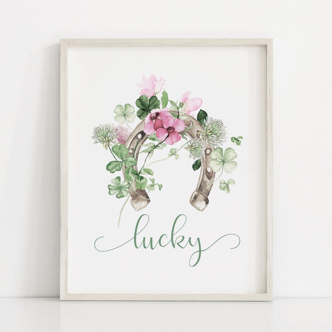 Lucky Horseshoe Shamrock Clover St Patricks Spring Wall Art Print - Image 3