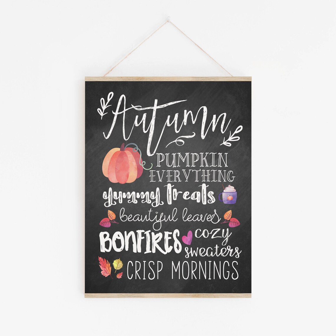 Instant Autumn Favorites Chalkboard Sign Art Print - Image 2