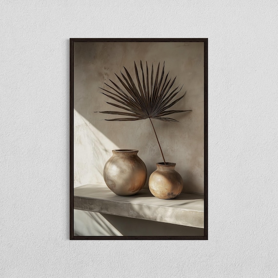 Minimalist Pottery Wall Art Neutral Modern Decor Rustic Clay Vase Print