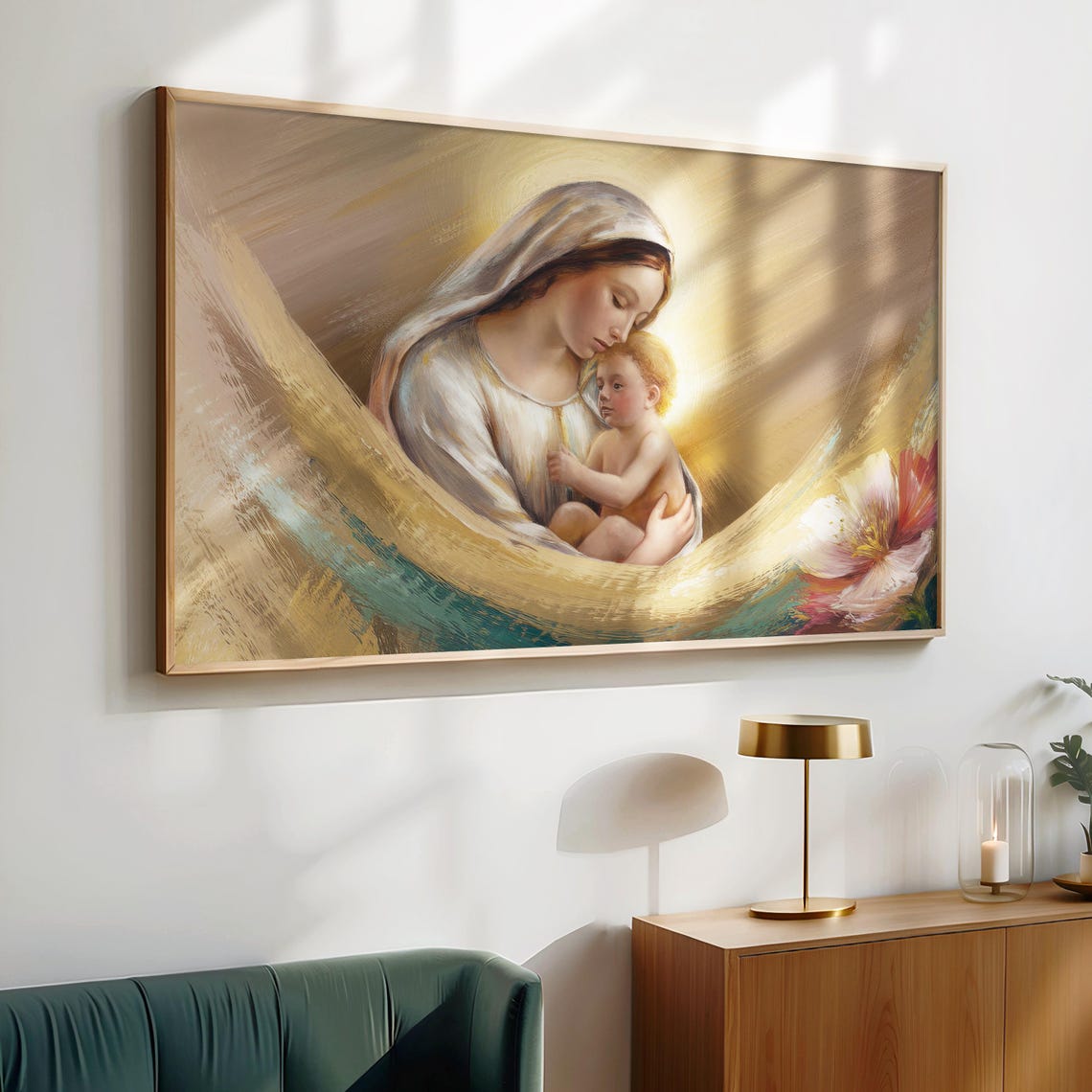 Frame Tv Art Nativity Christian Christmas Painting Baby Jesus Marry Holy Family Religious Holiday Artwork Tv Spiritual Decor - Image 2