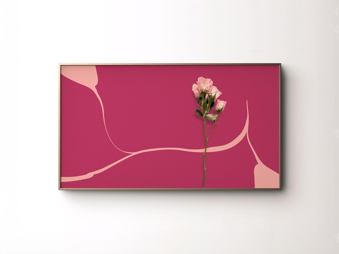 Pink Rose Minimalist Abstract Magenta Background Floral Poster