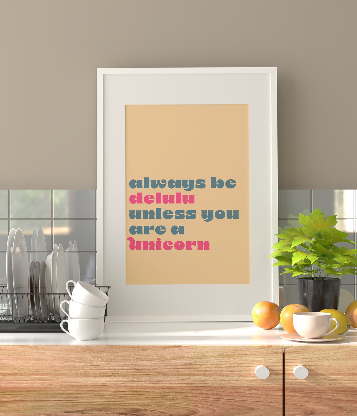 Always Be Delulu Unless You Are A Unicorn Retro Quote Text Wall Poster - Image 2