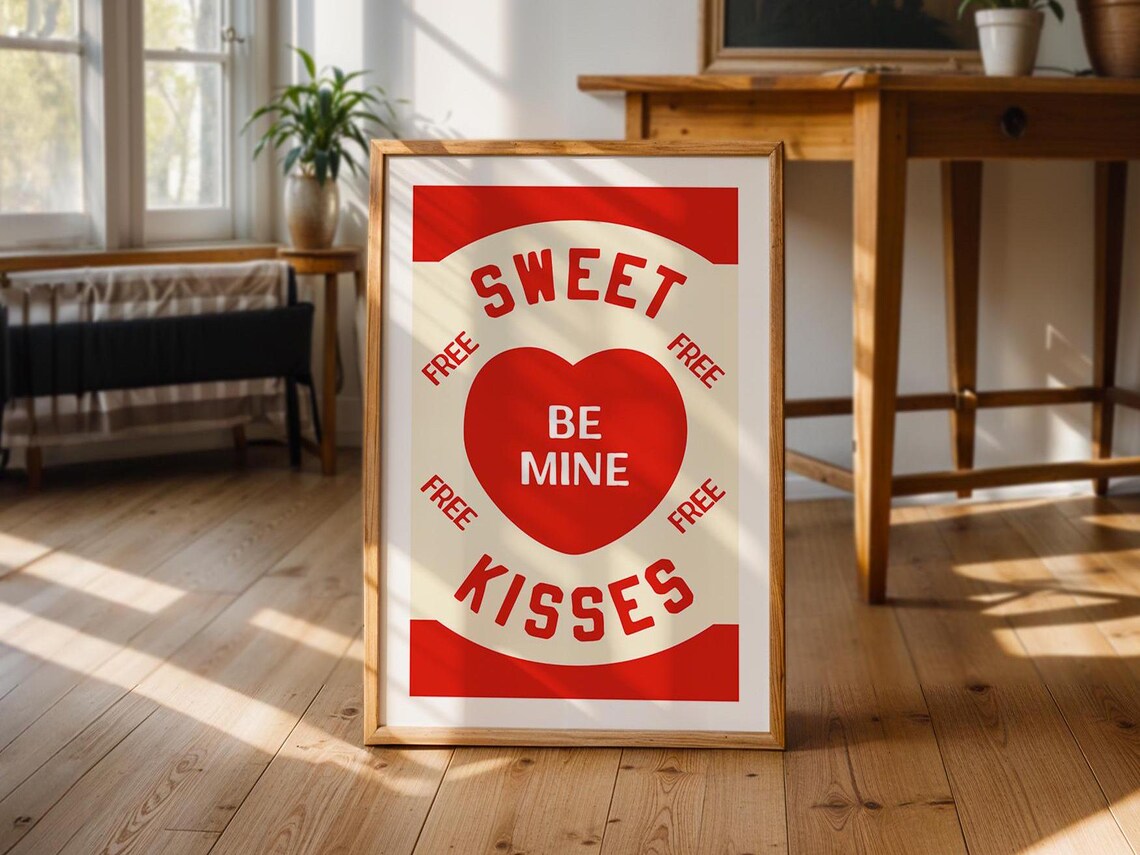 Sweet Kisses Be Mine Vintage Valentine Candy Label Wall Art Poster - Image 4