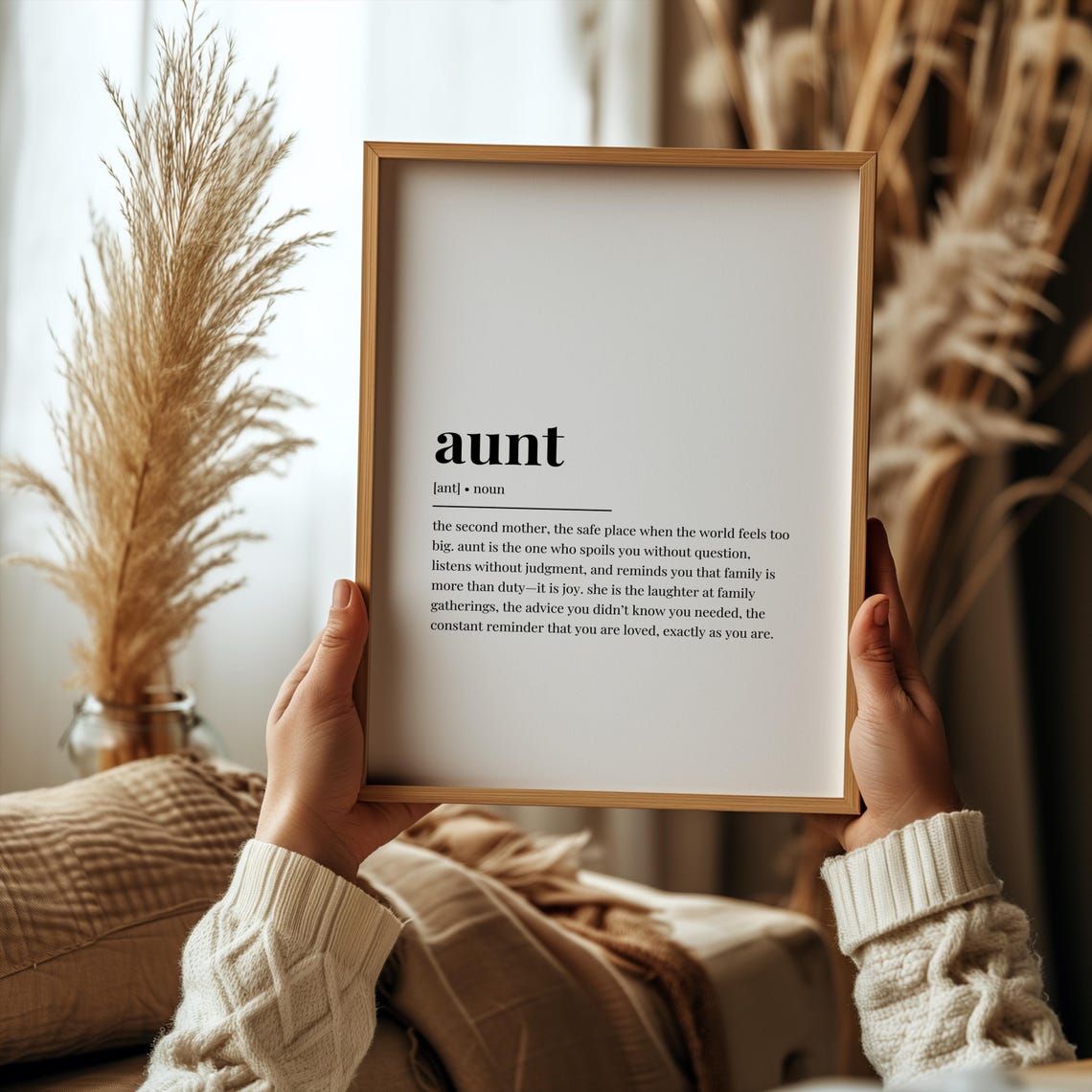 Aunt Definition Dictionary Style Minimalist Family Quote Poster