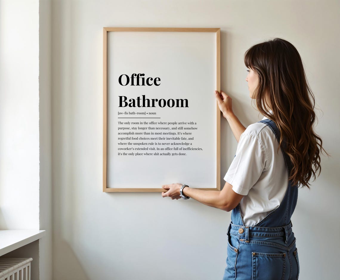 Office Bathroom Definition Poster Funny Coworker Gift Restroom Decor - Image 2