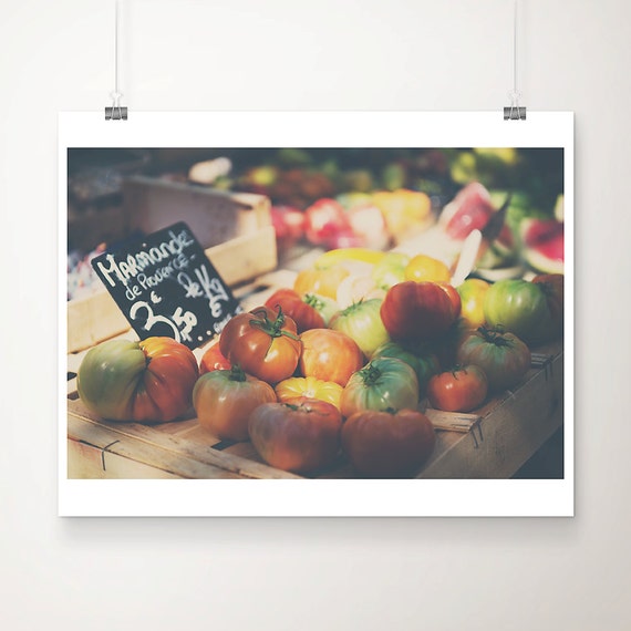 Heirloom Tomato Photograph Kitchen Wall Art Food Photography French Market Print France Decor