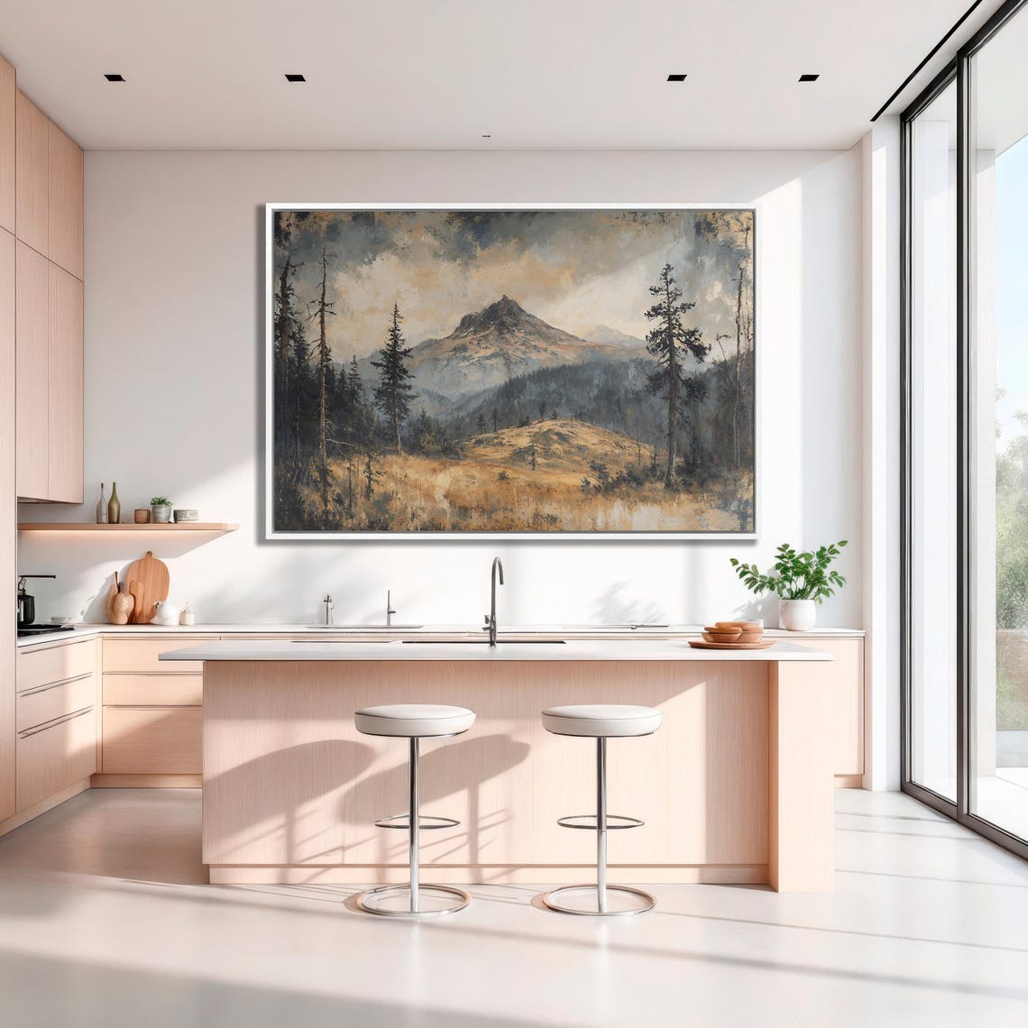 Moody Mountain Peak At Dawn With Pine Trees Landscape Poster - Image 3