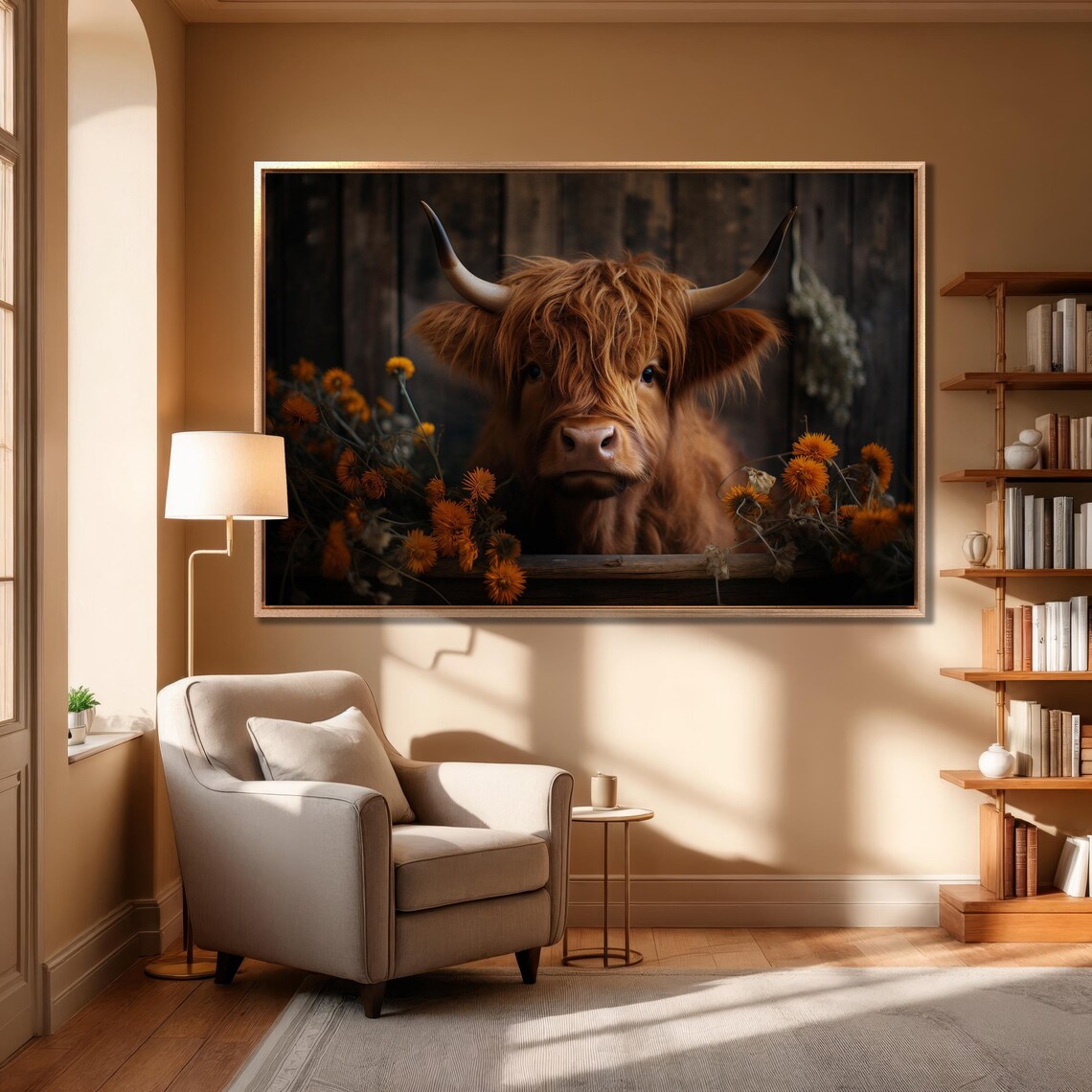 Cute Calf Rustic Farmhouse Art Print, Highland Cow - Image 5