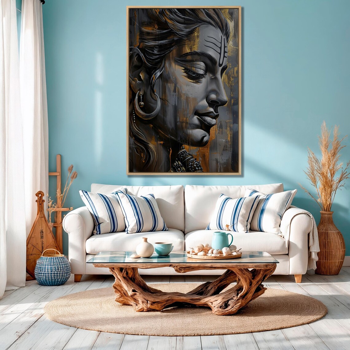 Lord Shiva Portrait In Black And Gold Spiritual Devotion Poster - Image 2