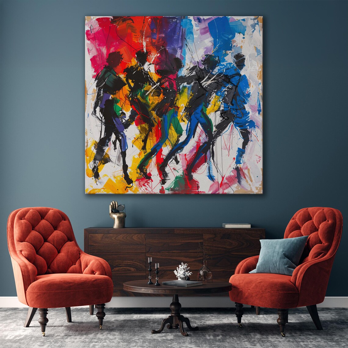 Abstract Dancing People In Vibrant Color Rhythm Painting Art Poster - Image 6